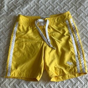 Yellow Trunk Shorts with White Stripes